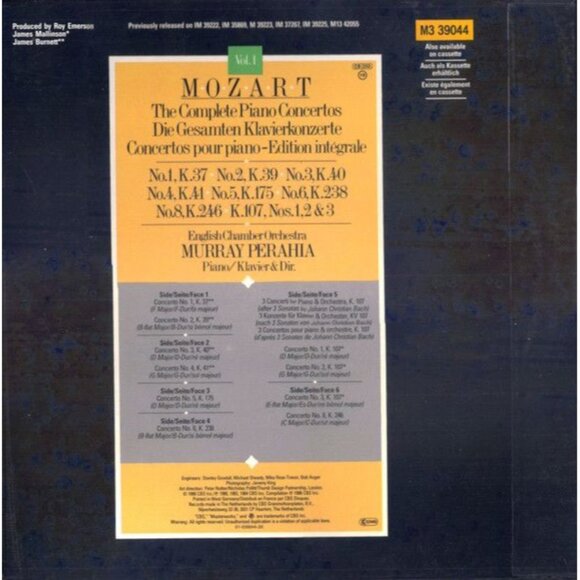 Vintage 1986 CBS Masterworks English Chamber Orchestra Mozart Vol. 1 Preowned - Picture 2 of 8